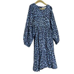 Molo “Caly” blue jaguar print balloon sleeve shift dress Ages 9-10 (sz 134/140)
